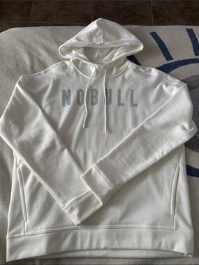 NOBULL White Pullover Hoodie with Gray Logo